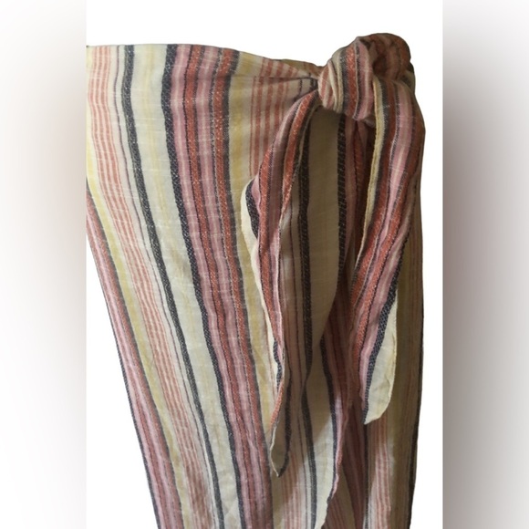 Free People Aubrey Sarong Sz Small Multi Combo Skirt Swim Cover Striped Cotton - Picture 3 of 6